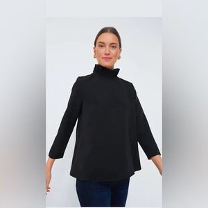 Tuckernuck Black Ruffle Neck Blouse